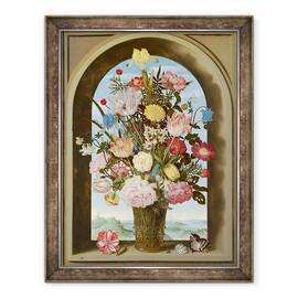 Tablou inramat - Ambrosius Bosschaert the Elder - Vaza de flori intr-o fereastra, 60 x 80 cm - - Roveli