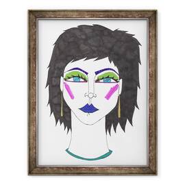 Tablou inramat - Daisy de Villeneuve - Fata cu ochi albastri, 60 x 80 cm - - Roveli