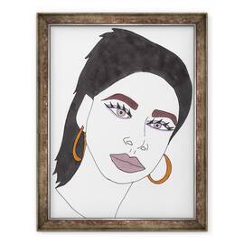 Tablou inramat - Daisy de Villeneuve - Fata cu Par Negru, 60 x 80 cm - - Roveli