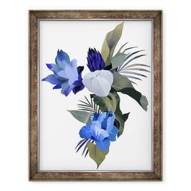 Tablou inramat - Hiroyuki Izutsu - Flori albe si flori albastru deschis, 60 x 80 cm - - Roveli