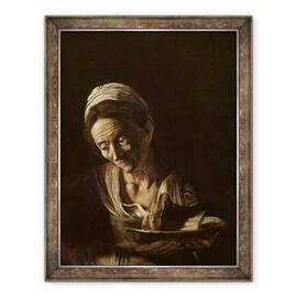 Tablou inramat - Michelangelo Merisi da Caravaggio - Detaliu al sotiei hangiului de la Cina de la Emmaus, 60 x 80 cm - - Roveli