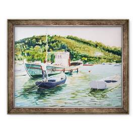 Tablou inramat - Tony Fandino - Barca de pescuit la Skiathos, 60 x 80 cm - - Roveli