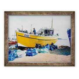 Tablou inramat - Tony Fandino - Barci de pescuit pe plaja din Hastings III, 60 x 80 cm - - Roveli