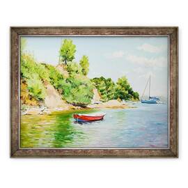Tablou inramat - Tony Fandino - Barci la Skiathos II, 60 x 80 cm - - Roveli