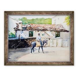 Tablou inramat - Tony Fandino - Om pe magar in Skiathos, 60 x 80 cm - - Roveli