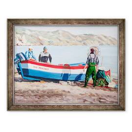 Tablou inramat - Tony Fandino - Pescarii la Nerja, 60 x 80 cm - - Roveli