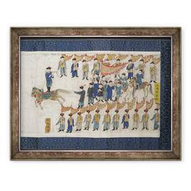 Tablou inramat - Scoala chineza - Concursul de calarie pentru imparatul Shunzhi, handscroll, 60 x 80 cm - - Roveli