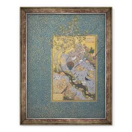 Tablou inramat - Scoala Persana - Concursul pasarilor, 60 x 80 cm - - Roveli