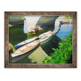 Tablou inramat - Tony Fandino - Barci pe Tamisa IX, 60 x 80 cm - - Roveli