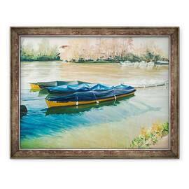 Tablou inramat - Tony Fandino - Barci pe Tamisa XV, 60 x 80 cm - - Roveli