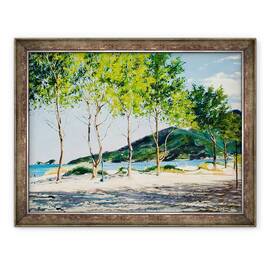 Tablou inramat - Tony Fandino - Copaci pe malul marii in Thassos, 60 x 80 cm - - Roveli