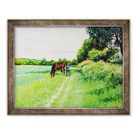 Tablou inramat - Tony Fandino - Femeie cu cal langa Otford, 60 x 80 cm - - Roveli
