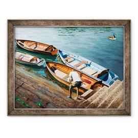 Tablou inramat - Tony Fandino - Omul care lucreaza la barca II, 60 x 80 cm - - Roveli