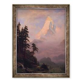 Tablou inramat - Albert Bierstadt - Rasarit de soare pe Matterhorn, 60 x 80 cm - - Roveli