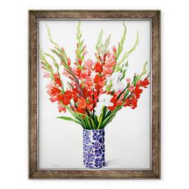 Tablou inramat - Christopher Ryland - Gladioli rosii si albe, 60 x 80 cm - - Roveli