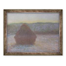 Tablou inramat - Claude Monet - Stiva de grau dezghet, apus de soare, 60 x 80 cm - - Roveli