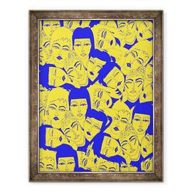 Tablou inramat - Daisy de Villeneuve - Fete galbene si albastre, 60 x 80 cm - - Roveli