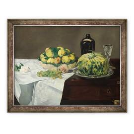 Tablou inramat - Edouard Manet - Natura moarta cu pepene galben si piersici, 60 x 80 cm - - Roveli