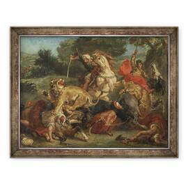 Tablou inramat - Ferdinand Victor Eugene Delacroix - Vanatoarea de lei, 60 x 80 cm - - Roveli