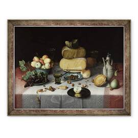 Tablou inramat - Floris Claesz. van Dyck - Natura moarta cu branza, 60 x 80 cm - - Roveli