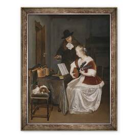 Tablou inramat - Gerard ter Borch - Lectia de muzica, 60 x 80 cm - - Roveli