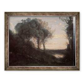 Tablou inramat - Jean Baptiste Camille Corot - Seara, 60 x 80 cm - - Roveli