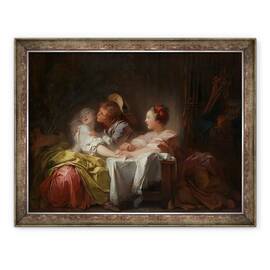 Tablou inramat - Jean-Honore Fragonard - Sarutul furat, 60 x 80 cm - - Roveli