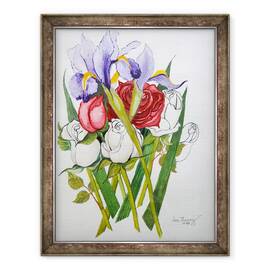 Tablou inramat - Joan Thewsey - Irisi si Trandafiri, 60 x 80 cm - - Roveli