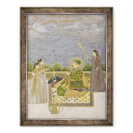 Tablou inramat - Scoala Mughal - imparatul Muhammad Shah, 60 x 80 cm - - Roveli