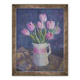 Tablou inramat - Sue Wales - Lalele roz, 60 x 80 cm - - Roveli