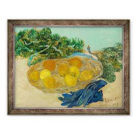 Tablou inramat - Vincent van Gogh - Natura moarta de portocale si lamai cu manusi albastre, 60 x 80 cm - - Roveli