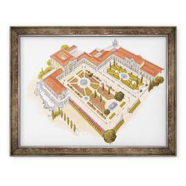 Tablou inramat - Fernando Aznar Cenamor - Palatul National Queluz. Lisboa, 60 x 80 cm - - Roveli
