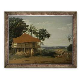 Tablou inramat - Frans Jansz Post - Peisaj brazilian cu casa unui lucrator, 60 x 80 cm - - Roveli