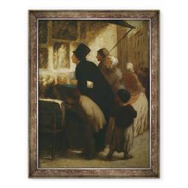 Tablou inramat - Honore Daumier - in afara magazinului vanzatorului de tiparire, 60 x 80 cm - - Roveli