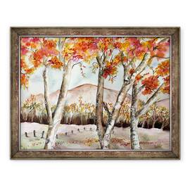 Tablou inramat - Neela Pushparaj - Copaci Rosii, 60 x 80 cm - - Roveli
