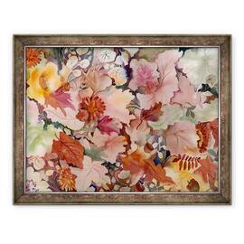 Tablou inramat - Neela Pushparaj - Frunze de toamna si flori, 60 x 80 cm - - Roveli