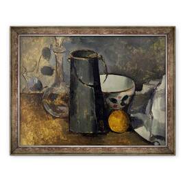 Tablou inramat - Paul Cezanne - Natura moarta cu carafa, Lapte Can, Bowl si Portocaliu, 60 x 80 cm - - Roveli