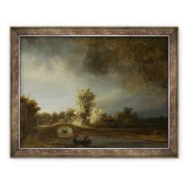 Tablou inramat - Rembrandt Harmensz van Rijn - Peisaj cu un pod de piatra, 60 x 80 cm - - Roveli