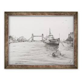 Tablou inramat - Vincent Alexander Booth - HMS Belfast pe raul Tamisa Londra, 2006, 60 x 80 cm - - Roveli