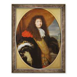 Tablou inramat - Charles Le Brun - Portretul lui Ludovic al XIV-lea 1638-1715, rege al Frantei si al Navarei, in fata Tuileries, c. 1643, 60 x 80 cm - - Roveli