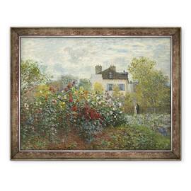Tablou inramat - Claude Monet - Gradina Artistului din Argenteuil Un colt al gradinii cu dalii, 60 x 80 cm - - Roveli
