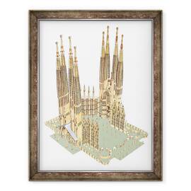 Tablou inramat - Fernando Aznar Cenamor - Sfanta familie, Antonio Gaudi. Barcelona, 60 x 80 cm - - Roveli