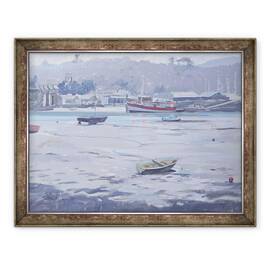 Tablou inramat - Jennifer Wright - Salcombe - Ziua Gri - Chei Pescarilor, 60 x 80 cm - - Roveli