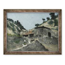 Tablou inramat - Paul Cezanne - Peisaj cu moara de apa, 60 x 80 cm - - Roveli