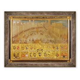Tablou inramat - Scoala Italiana - Turneu in Piazza del Campo, Siena, 60 x 80 cm - - Roveli