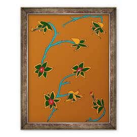 Tablou inramat - Daisy de Villeneuve - Flori de fundal maro, 60 x 80 cm - - Roveli