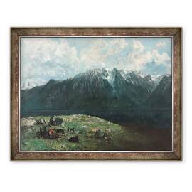 Tablou inramat - Gustave Courbet - Vedere panoramica a Alpilor, Les Dents du Midi, 60 x 80 cm - - Roveli