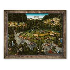 Tablou inramat - Lucas Cranach the Elder - Vanatoare langa Castelul Hartenfels, 60 x 80 cm - - Roveli