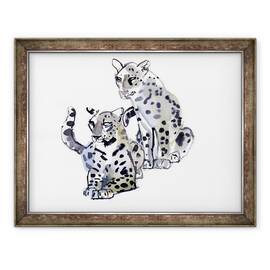 Tablou inramat - Mark Adlington - Mama si Fiul Leoparzii arabi, 60 x 80 cm - - Roveli