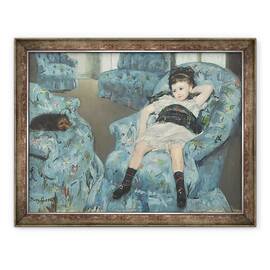 Tablou inramat - Mary Stevenson Cassatt - Fetita intr-un fotoliu albastru, 60 x 80 cm - - Roveli